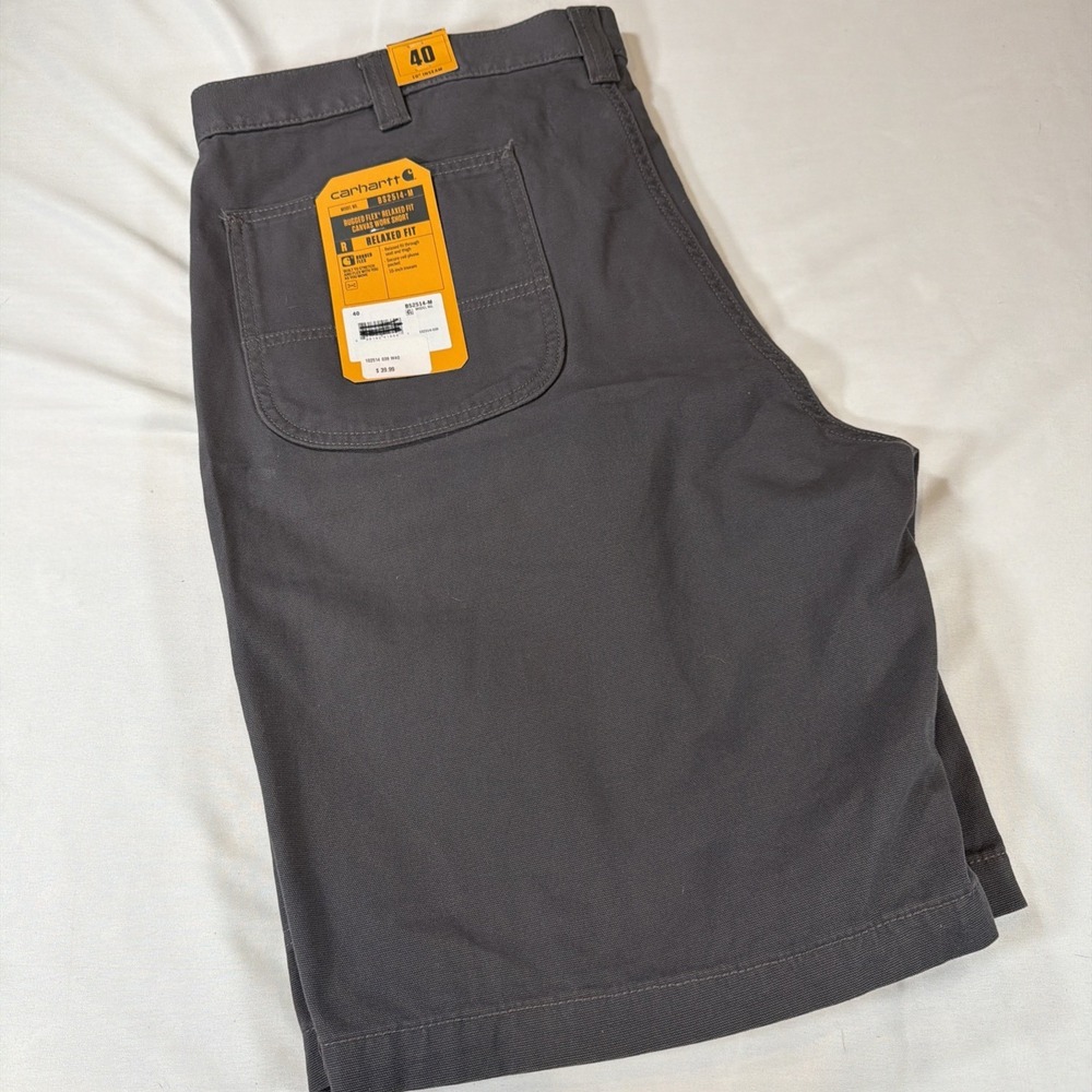 Carhartt Rugged Flex Relaxed Fit Canvas Work Gray Shorts Mens sz 40 BS2514M NWT